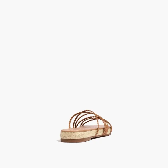 Madewell The Kathryn Espadrille Slide Sandal in Amber Brown Leather