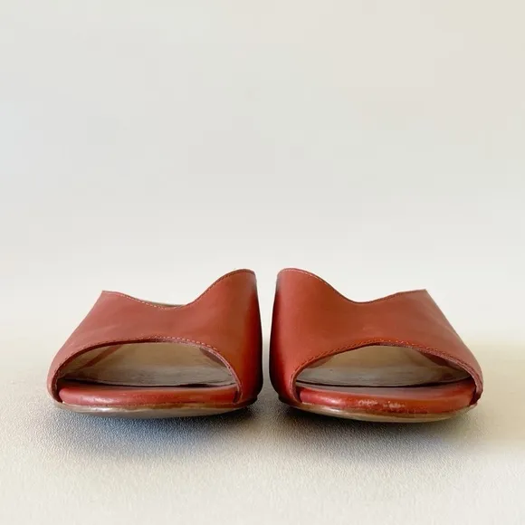 Madewell The Tavi Slide Sandal Flat Peep Toe Slip On Leather Casual Cinnabar 8.5