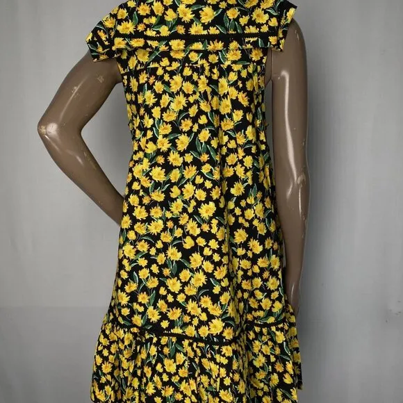 Maeve Women's Collared Poplin Swing Mini Dress Black/Yellow Size XS – NWT