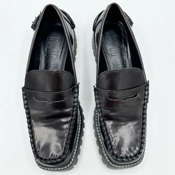 Mango Track Sole Leather Slip-On Loafer with Track Sole Deep Burgundy Sz 7.5