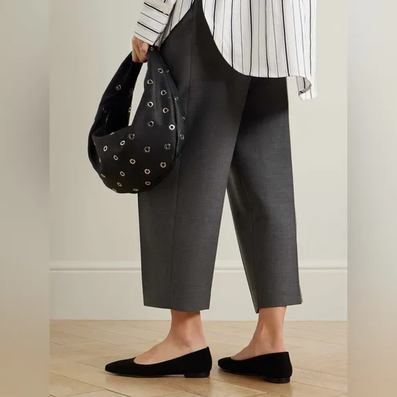 Manolo Blahnik Black Flats Velvet Pointed Toe