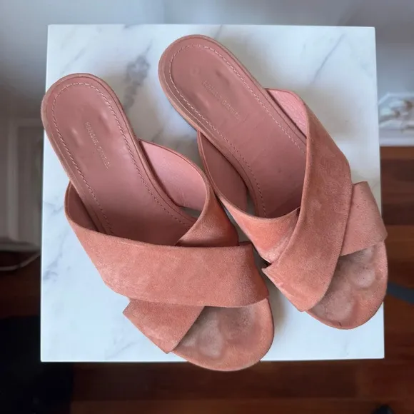 Mansur Gavriel Women’s Sandals Crisscross Strap Flat Pink Suede EU 36.5