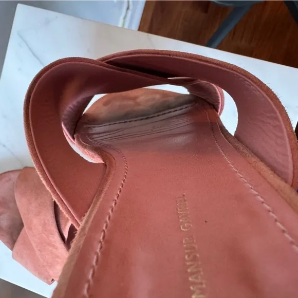 Mansur Gavriel Women’s Sandals Crisscross Strap Flat Pink Suede EU 36.5