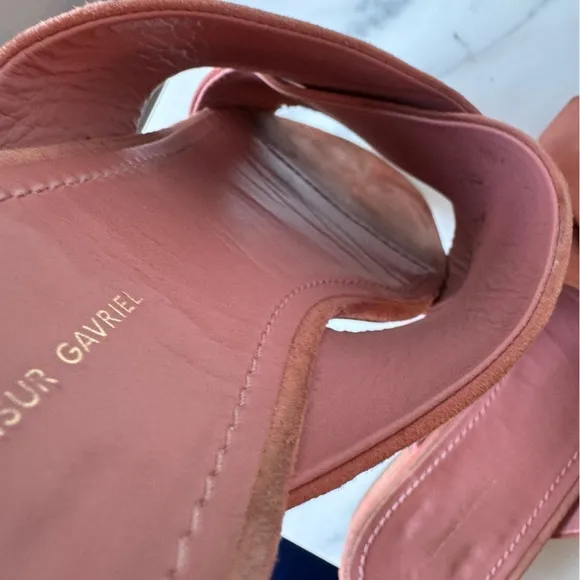 Mansur Gavriel Women’s Sandals Crisscross Strap Flat Pink Suede EU 36.5