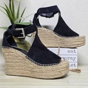 Marc Fisher Espadrille Navy Blue Suede Espadrilles Size 8