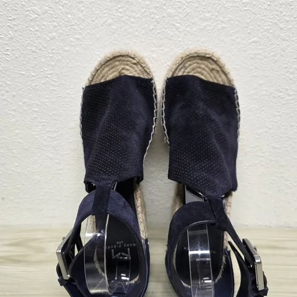 Marc Fisher Espadrille Navy Blue Suede Espadrilles Size 8