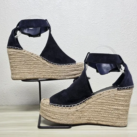 Marc Fisher Espadrille Navy Blue Suede Espadrilles Size 8