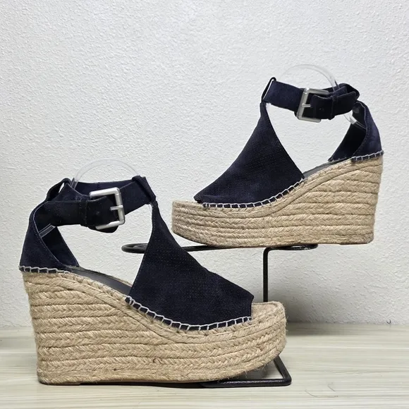 Marc Fisher Espadrille Navy Blue Suede Espadrilles Size 8