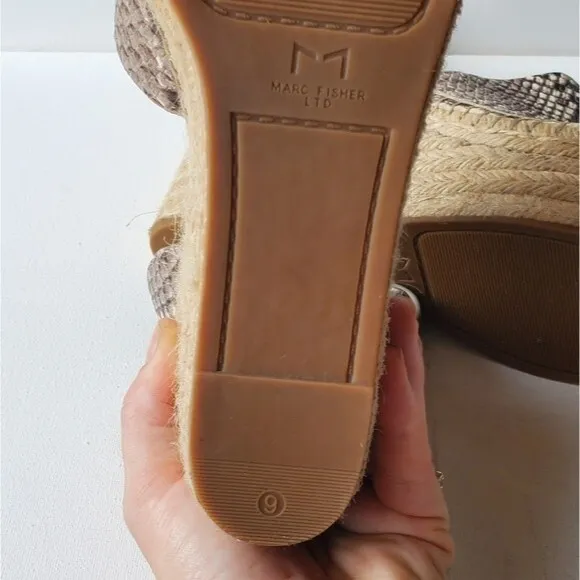 Marc Fisher Snake Skin Able Espadrilles Wedge Sandal NWOB Size 9