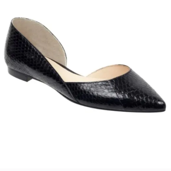 MARC FISHER | Sunny Snake Embossed Flats | Black Patent | Women's Size 7.5