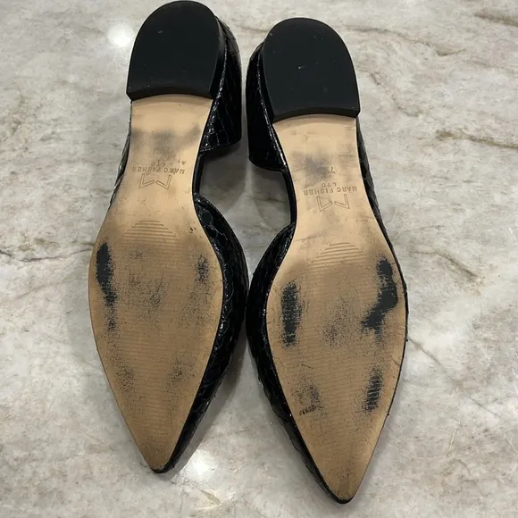 MARC FISHER | Sunny Snake Embossed Flats | Black Patent | Women's Size 7.5
