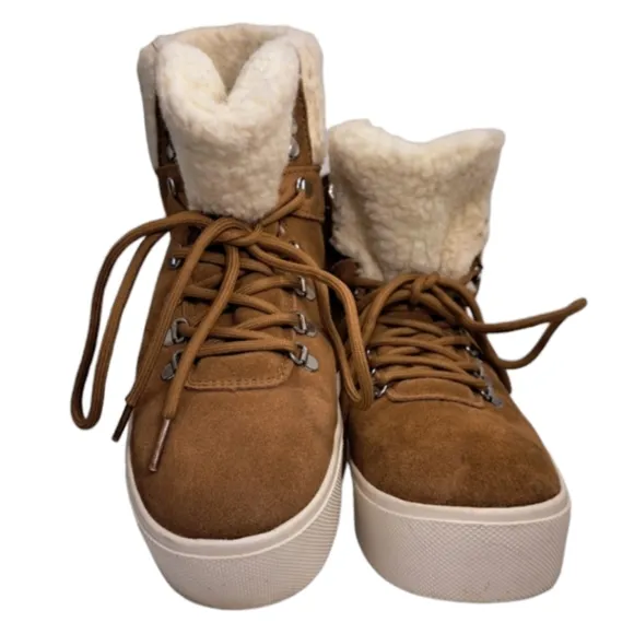 Marc Fisher‎ Women's Suede Leather Sneaker Ankle Boots 8 1/2 M Brown