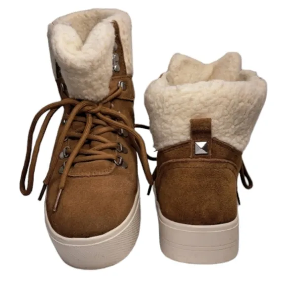 Marc Fisher‎ Women's Suede Leather Sneaker Ankle Boots 8 1/2 M Brown