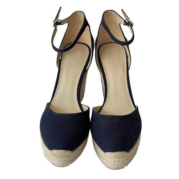 Marc Fisher Women's Wedge Sandals Platform Heels Sling Back Teelan, Sz 9.5M