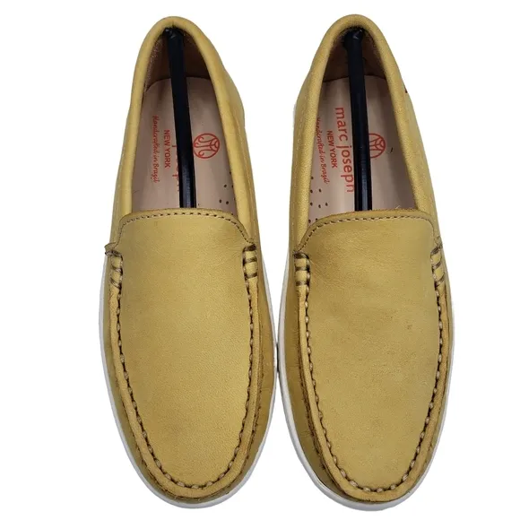 Marc Joseph | NIB Broadway Powder Yellow Preppy Classic Leather Loafers Boy 12.5