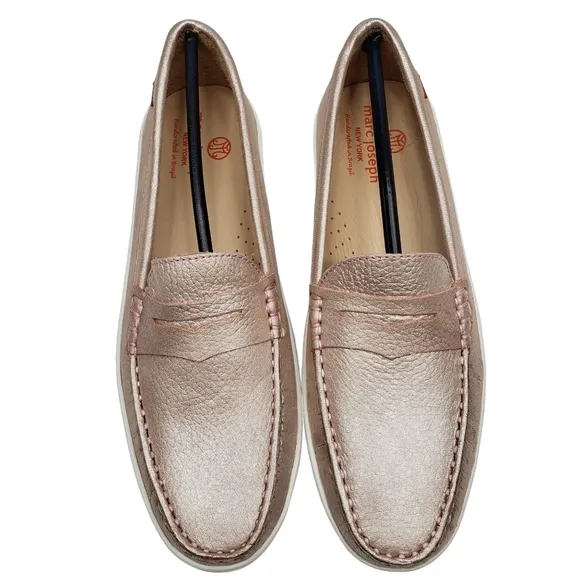 Marc Joseph | NIB Union St Rose Grainy Glimmer Leather Glam Loafers Girl's 5.5
