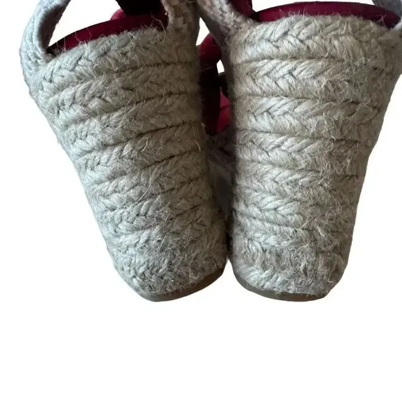 Margaux Red/ Wine Espadrilles Women’s Faux Suede Wedge Lace Up Sandals Red Sz 10