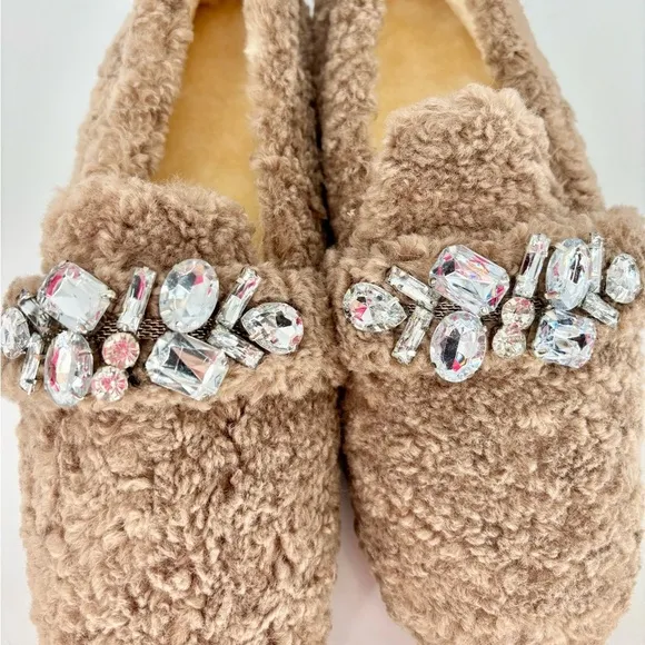 Martina Brown Loafers with Crystal Embellishment