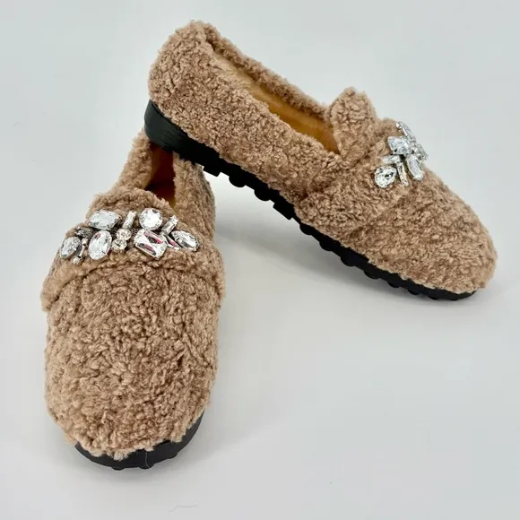Martina Brown Loafers with Crystal Embellishment