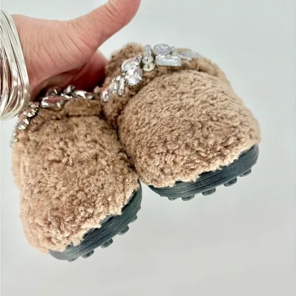 Martina Brown Loafers with Crystal Embellishment