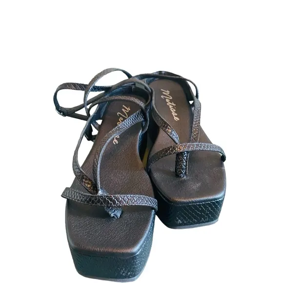 Matisse Eternal Platform Sandals Women’s 8 Black Snakeskin 90s Chunky Wedge