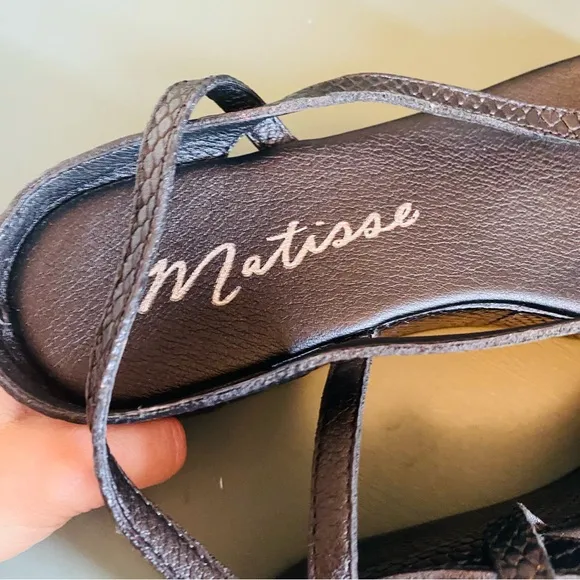 Matisse Eternal Platform Sandals Women’s 8 Black Snakeskin 90s Chunky Wedge
