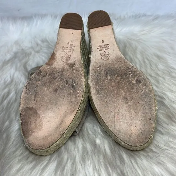 Matt Bernsen Metallic Suede Knot Trim Slingback Espadrilles Sz 9