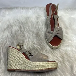Matt Bernsen Metallic Suede Knot Trim Slingback Espadrilles Sz 9