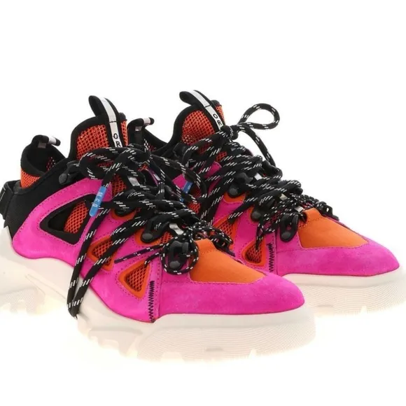 MCQ by Alexander McQueen Orbyt Mid  Sneakers Fuchsia And Orange suede size 6.5