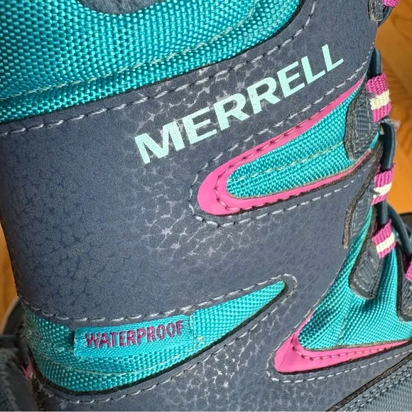 Merrell Kids Boots Snow Bank 3.0 Waterproof Navy Turquise Purple Girls Size 11M