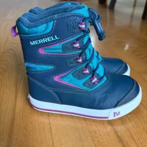 Merrell Kids Boots Snow Bank 3.0 Waterproof Navy Turquise Purple Girls Size 11M