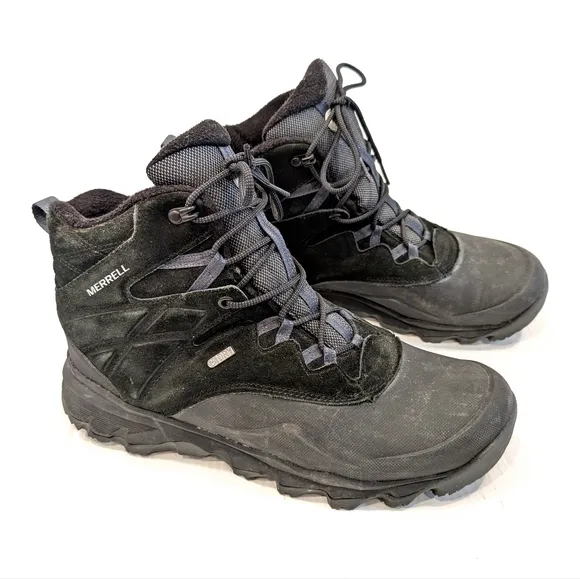 MERRELL Men's Waterproof Insulated Black Suede Leather Hiking Boots size 11