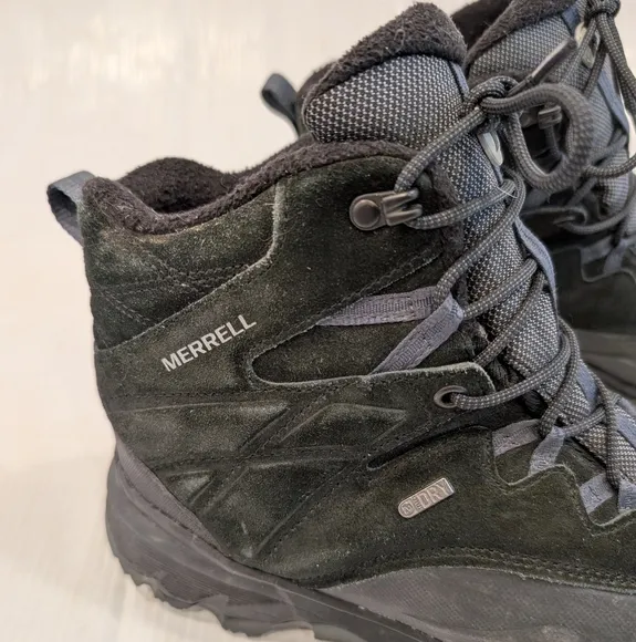 MERRELL Men's Waterproof Insulated Black Suede Leather Hiking Boots size 11