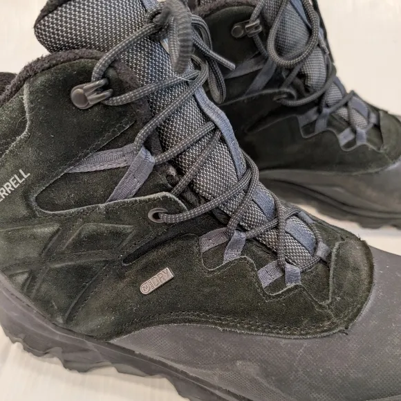 MERRELL Men's Waterproof Insulated Black Suede Leather Hiking Boots size 11