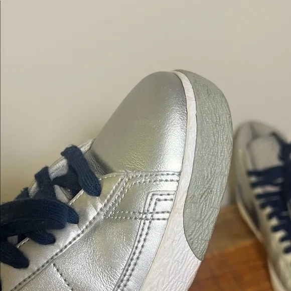 Metallic and Navy Nike Blazer High-Top Sneakers, Youth 6.5