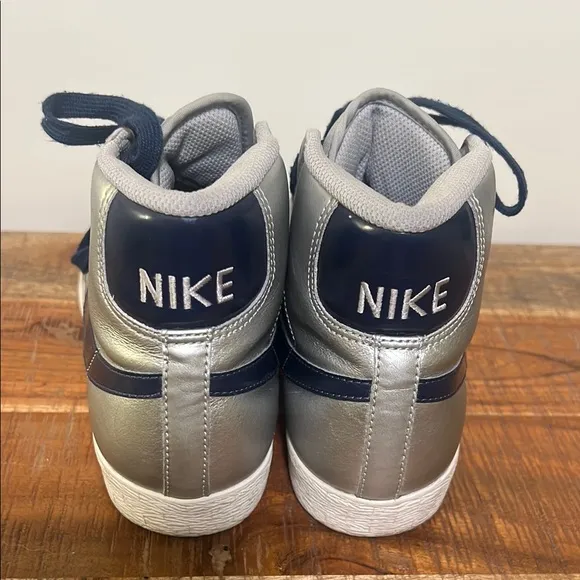 Metallic and Navy Nike Blazer High-Top Sneakers, Youth 6.5