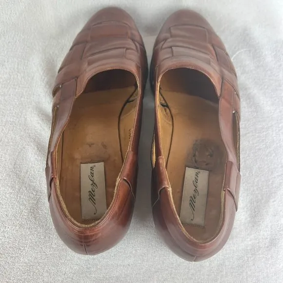 Mezlan Cayman Loafers Mens 14 Brown Leather‎ Basket Weave Dress Shoes Spain