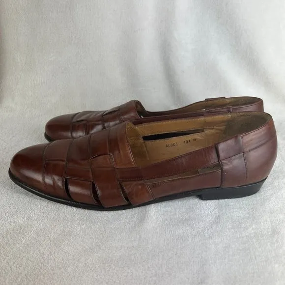 Mezlan Cayman Loafers Mens 14 Brown Leather‎ Basket Weave Dress Shoes Spain