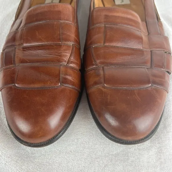 Mezlan Cayman Loafers Mens 14 Brown Leather‎ Basket Weave Dress Shoes Spain