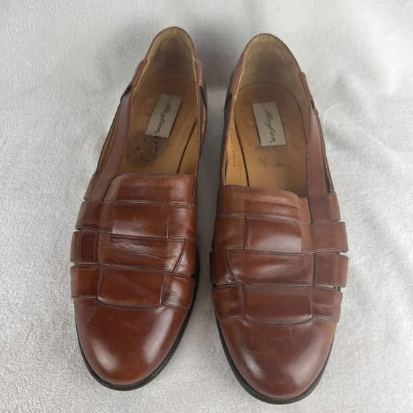 Mezlan Cayman Loafers Mens 14 Brown Leather‎ Basket Weave Dress Shoes Spain