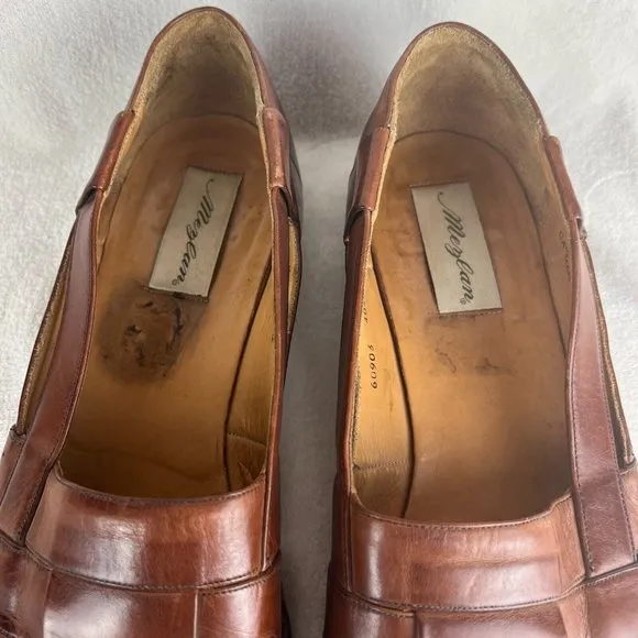 Mezlan Cayman Loafers Mens 14 Brown Leather‎ Basket Weave Dress Shoes Spain