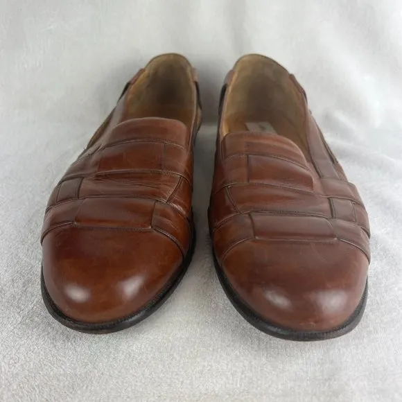 Mezlan Cayman Loafers Mens 14 Brown Leather‎ Basket Weave Dress Shoes Spain