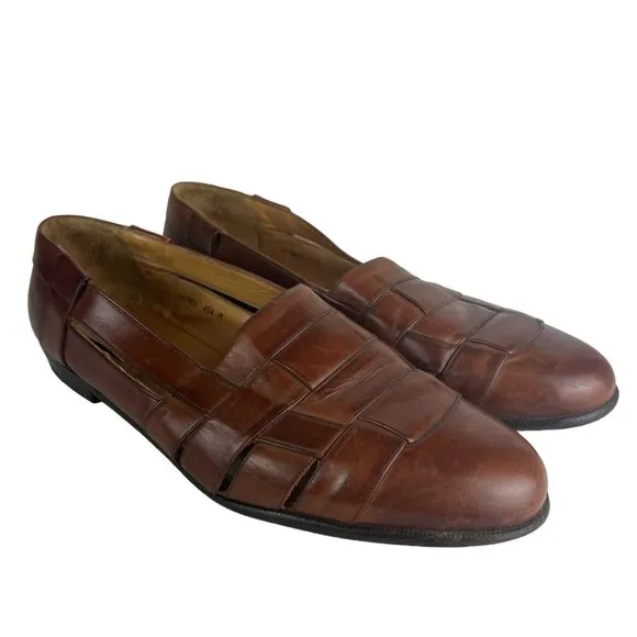 Mezlan Cayman Loafers Mens 14 Brown Leather‎ Basket Weave Dress Shoes Spain
