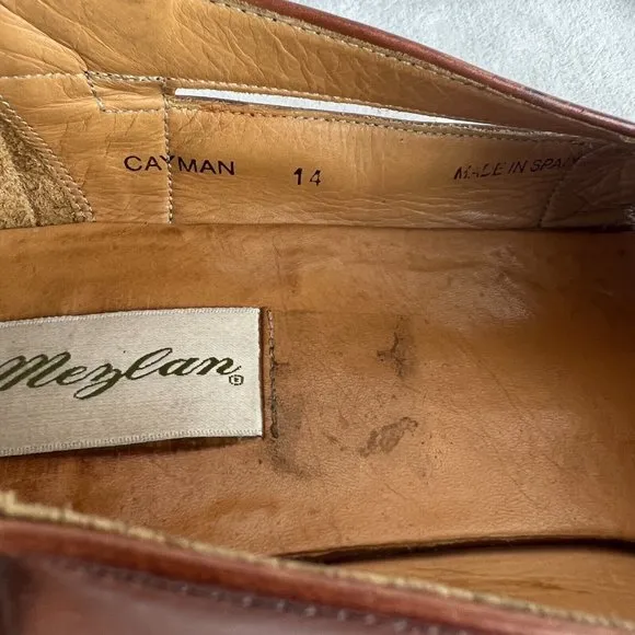 Mezlan Cayman Loafers Mens 14 Brown Leather‎ Basket Weave Dress Shoes Spain