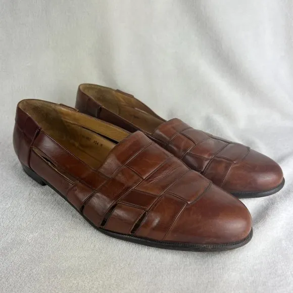 Mezlan Cayman Loafers Mens 14 Brown Leather‎ Basket Weave Dress Shoes Spain