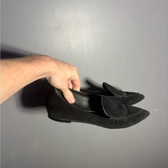 M.Gemi Black Suede Pointed Toe Flats Size EU 38