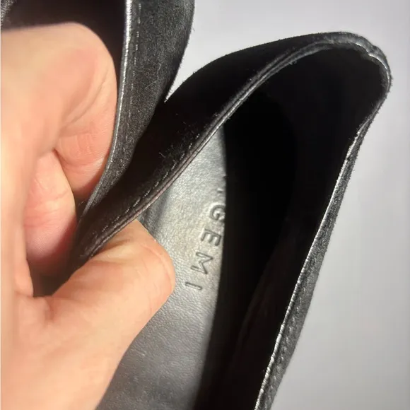 M.Gemi Black Suede Pointed Toe Flats Size EU 38