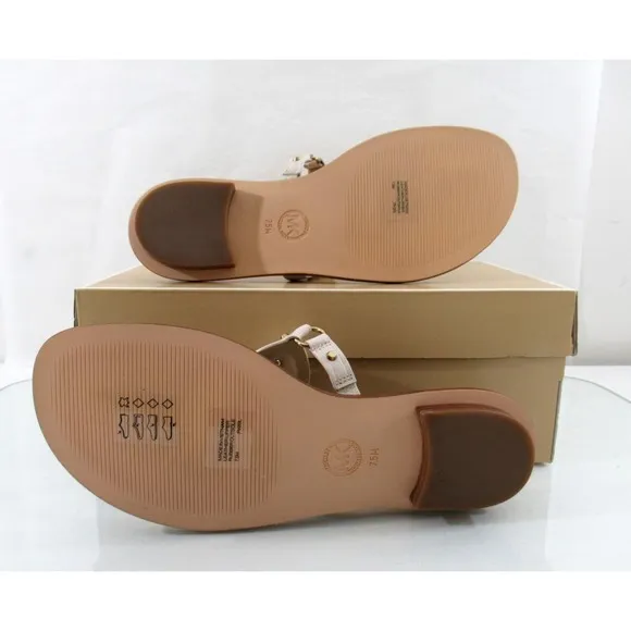 Michael Kors Conway Thong Sandal T-Strap Flip Flop Leather Light Cream Size 7.5