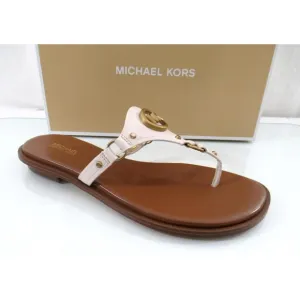 Michael Kors Conway Thong Sandal T-Strap Flip Flop Leather Light Cream Size 7.5