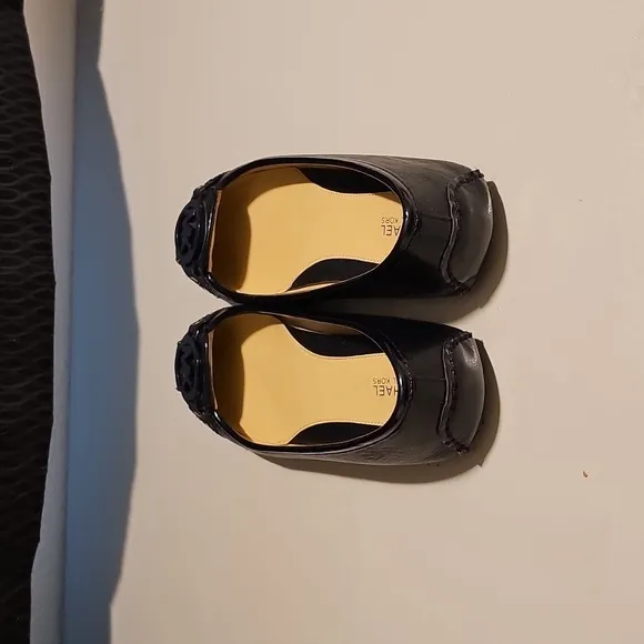Michael Kors Leather Ballet Flats Black MK black logo Sz 7.5